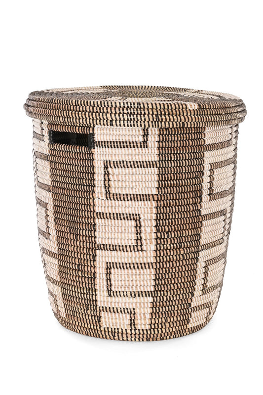 Flat Lid Hamper with ZigZag Block Design - One of a Kind
