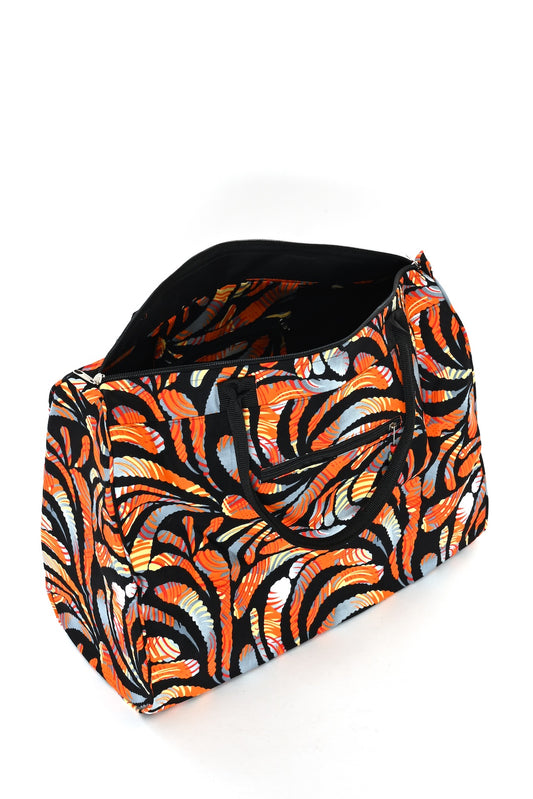 African Wax Cloth Overnighter Duffle Bag - One of a Kind