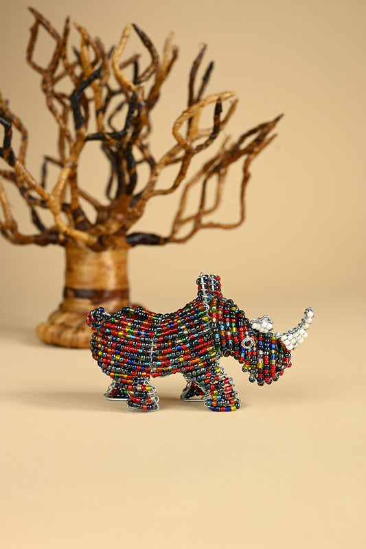 Beaded Rhino Sculpture