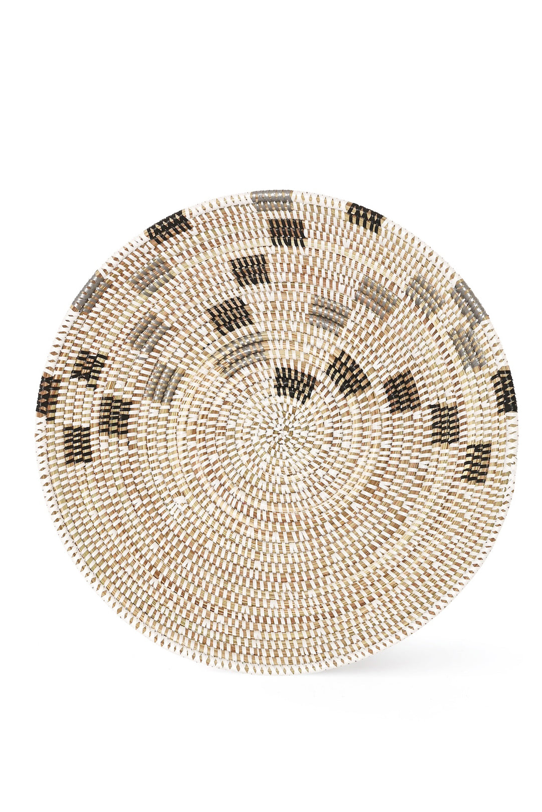 White Tabletop Basket with Black and Silver Squares