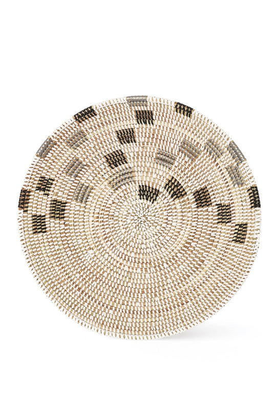 White Tabletop Basket with Black and Silver Squares