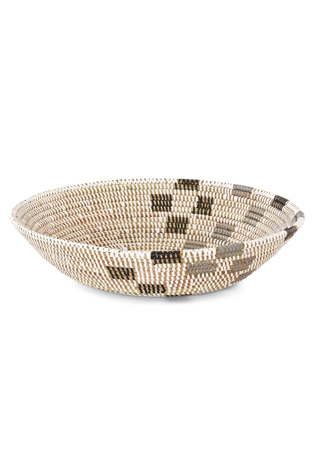 White Tabletop Basket with Black and Silver Squares