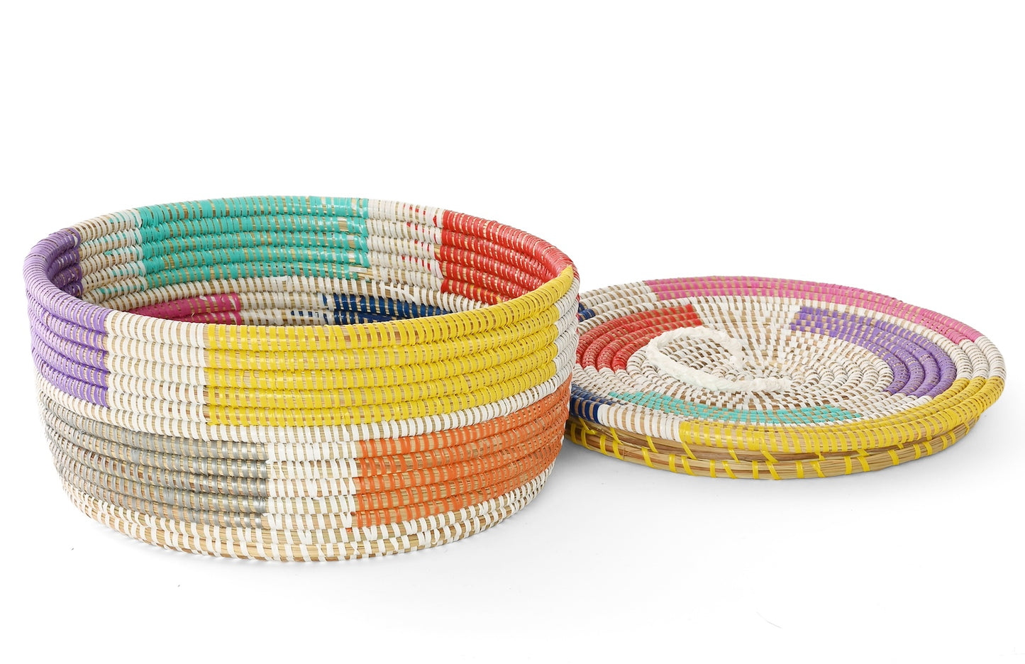 Colorful Blocks Lidded Storage Box Basket