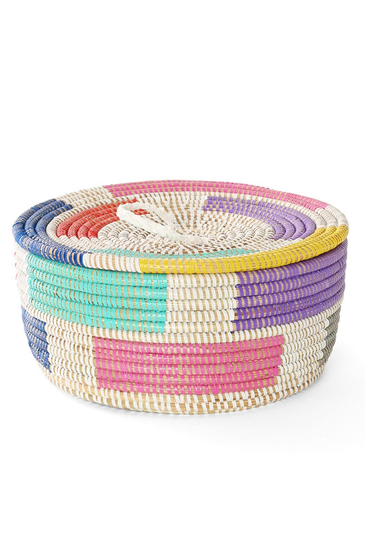 Colorful Blocks Lidded Storage Box Basket