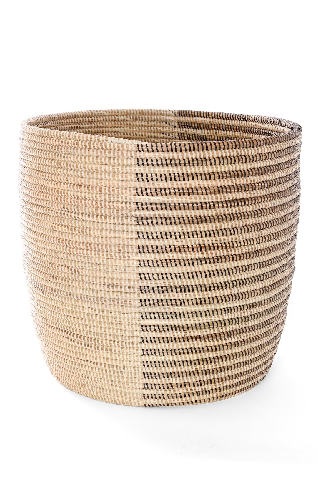 Black & Cream Offset Stripe Deep Storage Basket