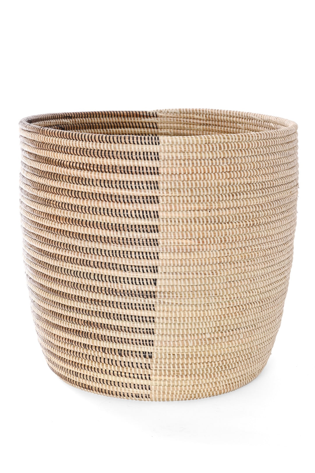 Black & Cream Offset Stripe Deep Storage Basket