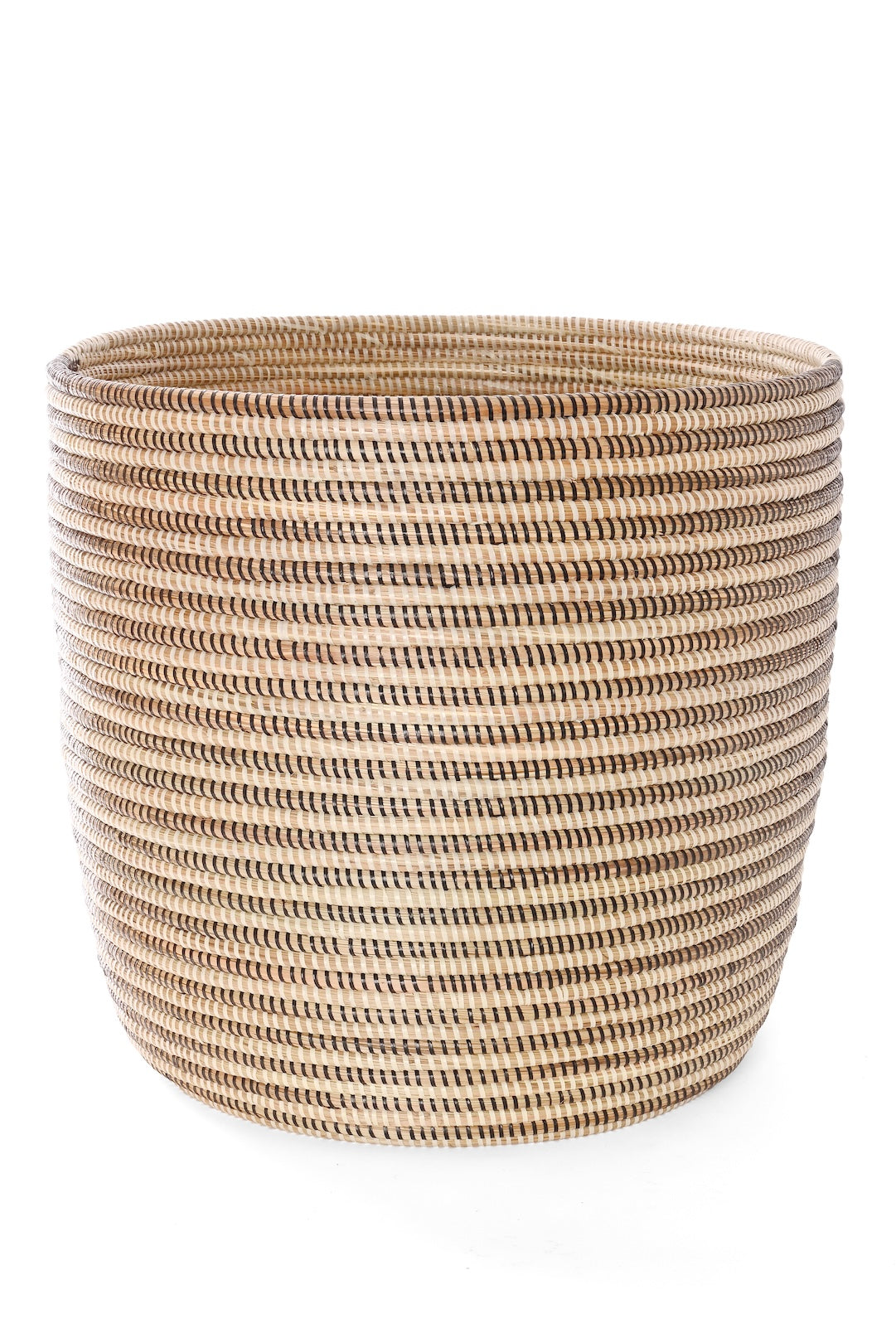 Black & Cream Offset Stripe Deep Storage Basket