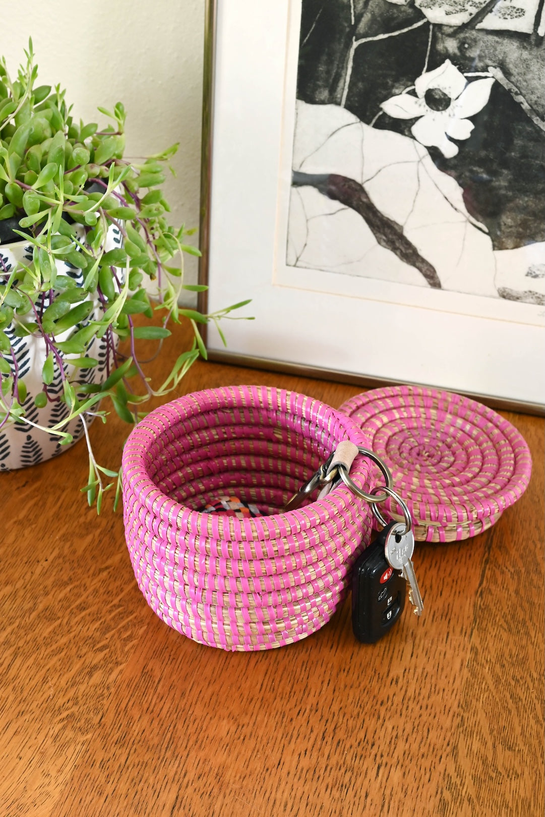 Pink Mini Flat Top Trinket Basket