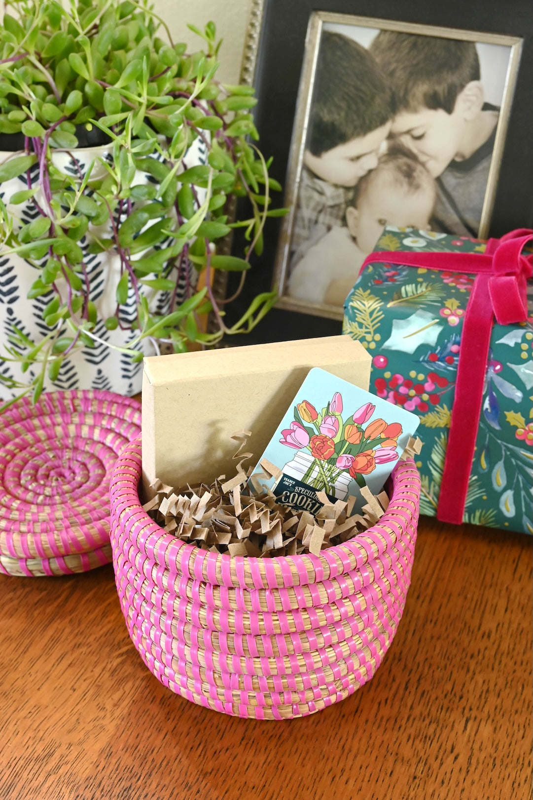 Pink Mini Flat Top Trinket Basket
