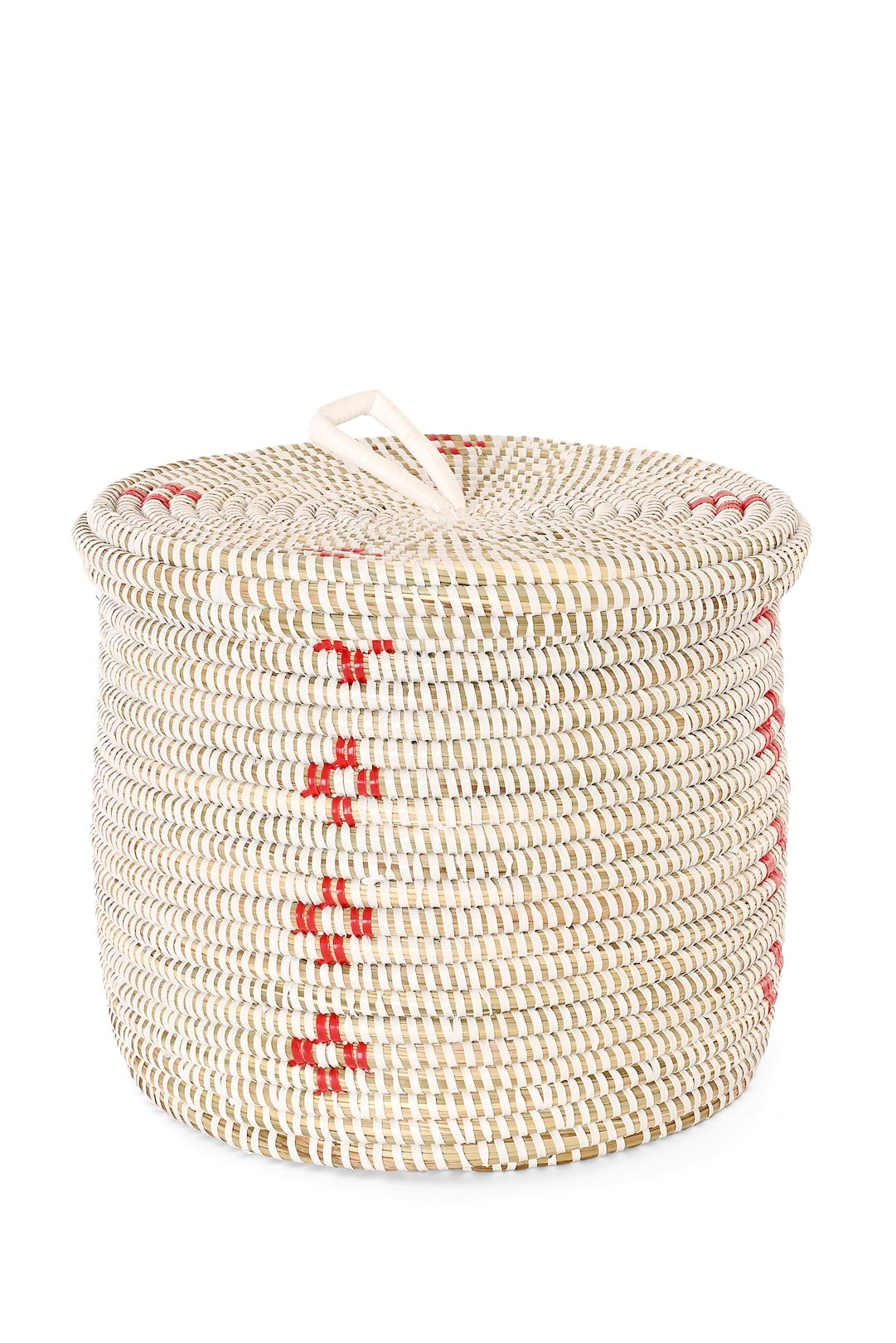 Red Blossom Lidded Storage Basket