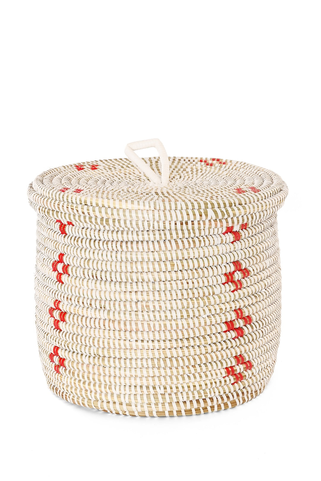Red Blossom Lidded Storage Basket