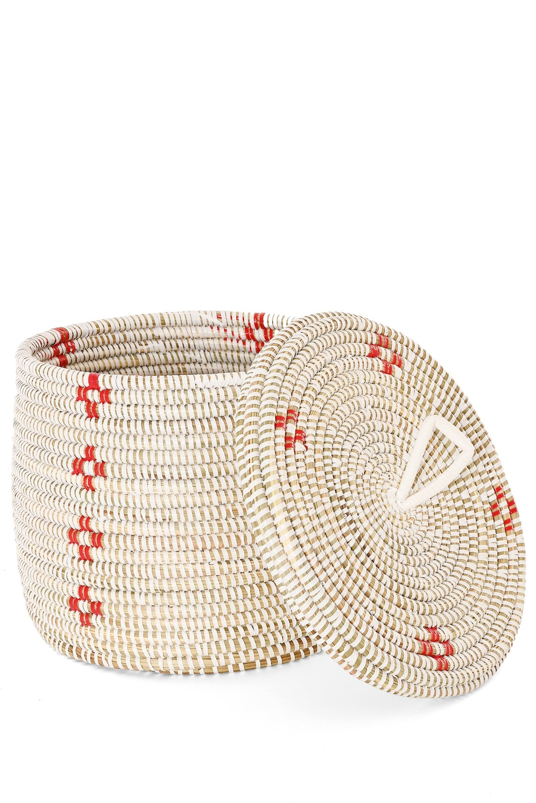 Red Blossom Lidded Storage Basket