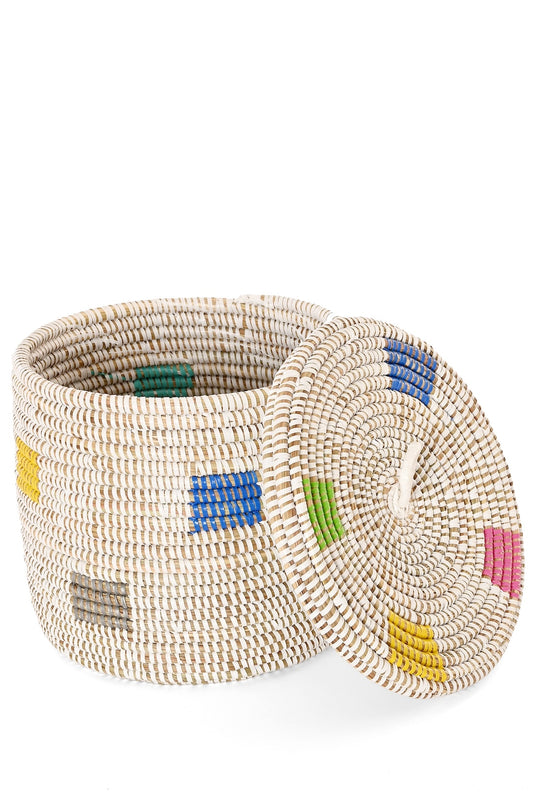 Pixels Lidded African Basket
