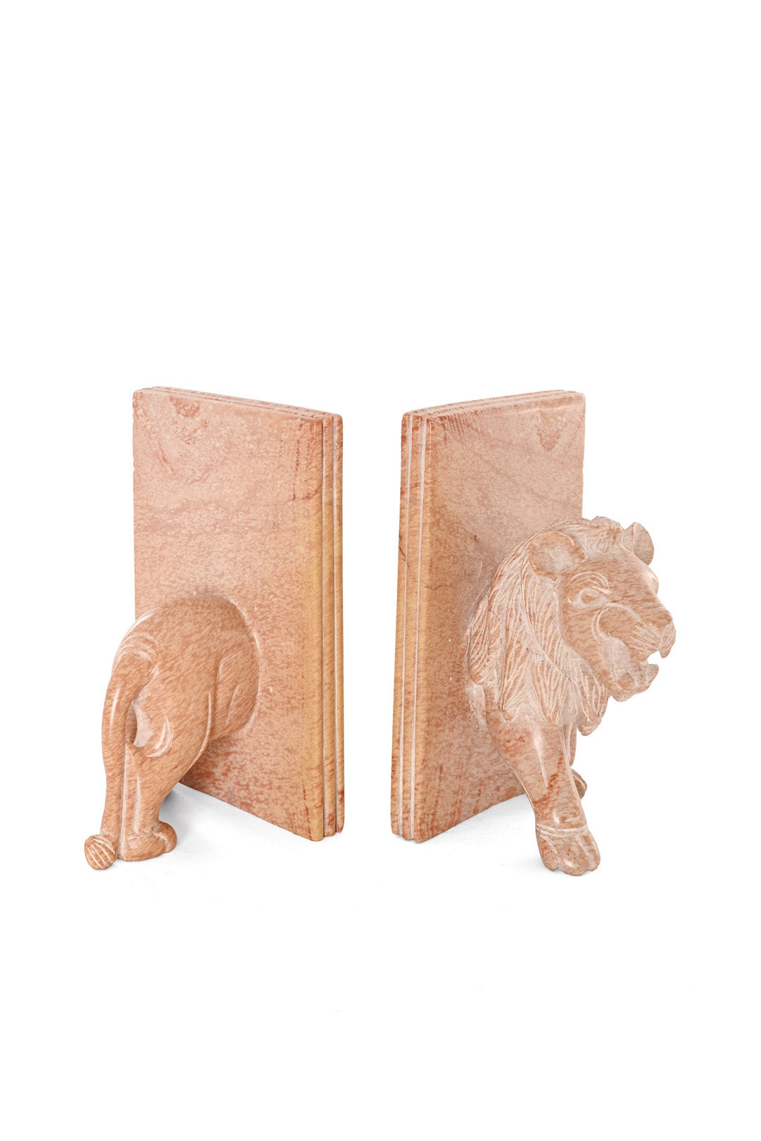 One of a Kind Natural Soapstone Lion Bookends