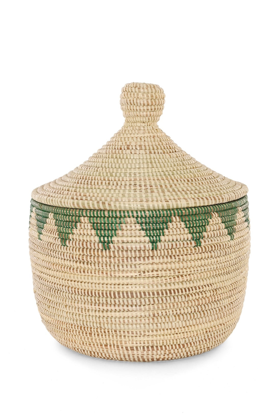 Green and Cream Warming Basket with Triangle Border - One of a Kind