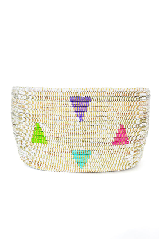White Teranga Triangles Knitting Basket
