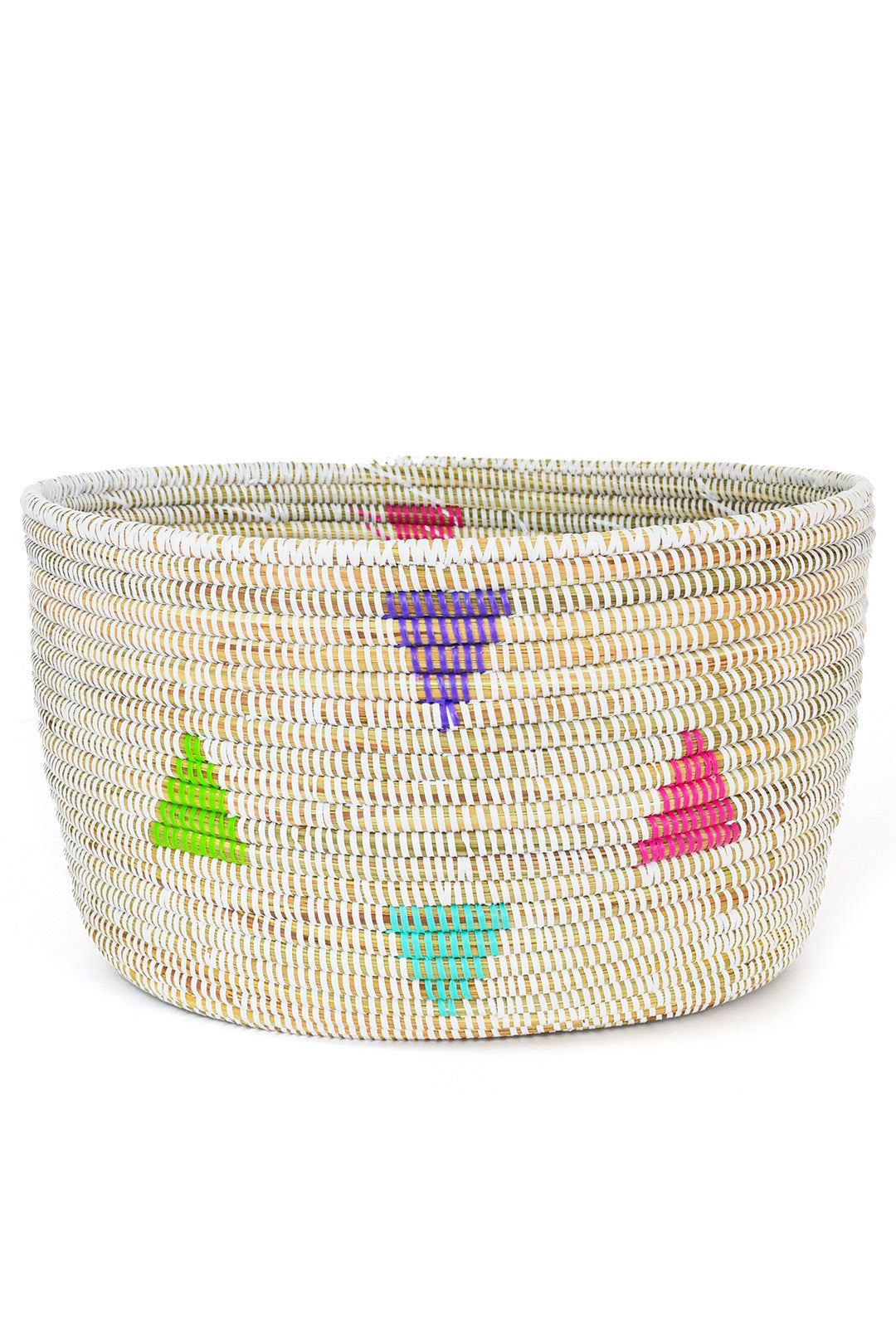 White Teranga Triangles Knitting Basket
