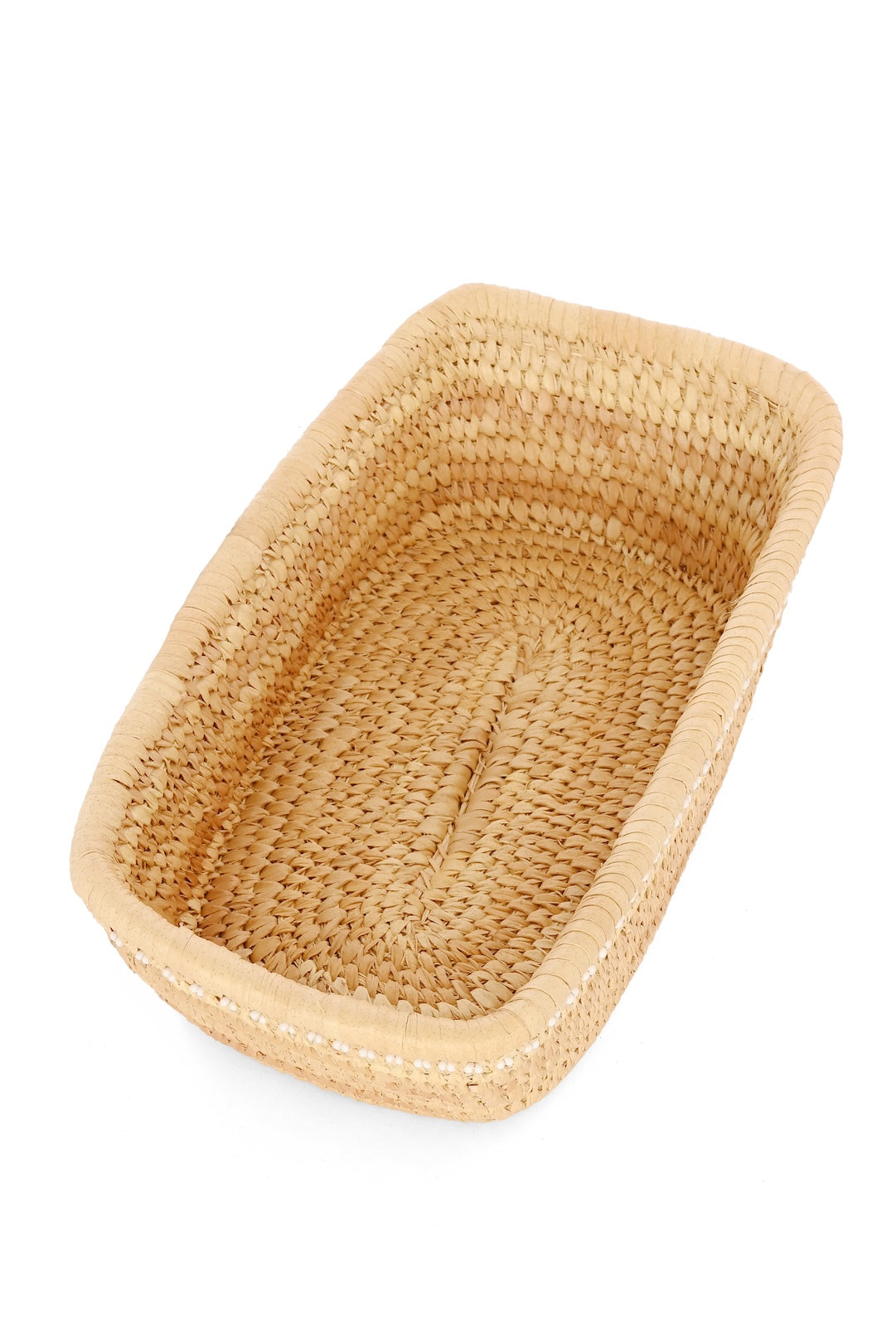 Ngurunit Nomadic Rectangle Storage Basket with White Beads