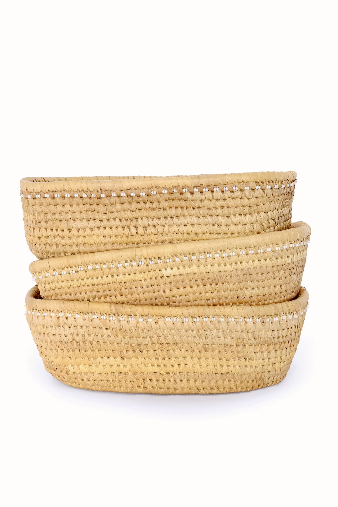 Ngurunit Nomadic Rectangle Storage Basket with White Beads