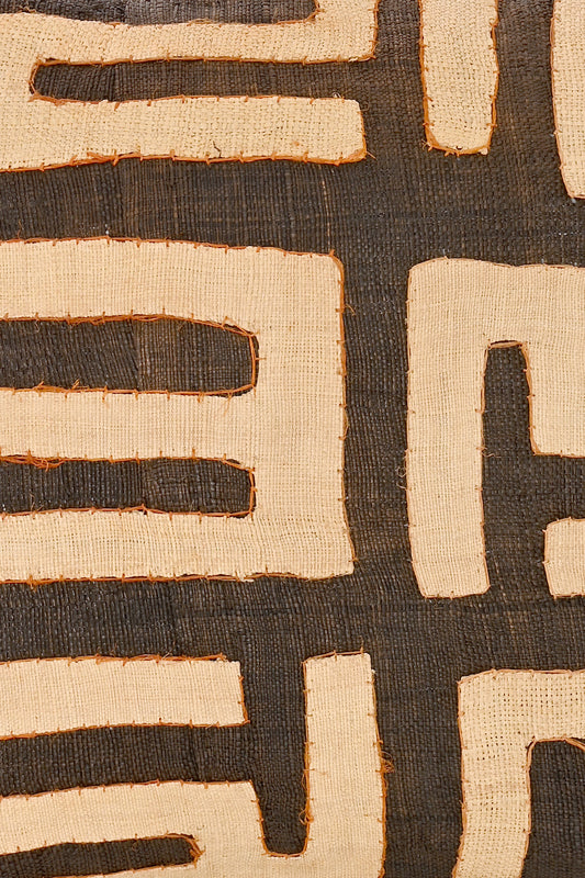 16" One of a Kind Brown & Cream Maze Raffia Pillow