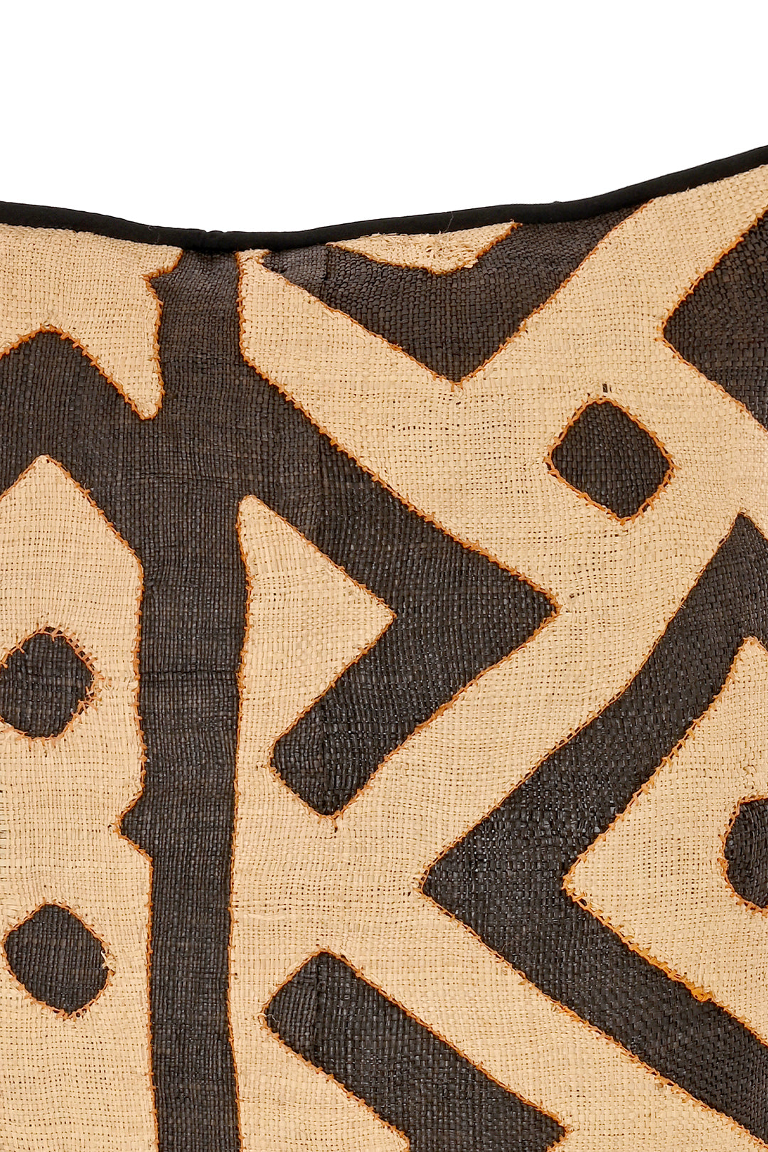 18" One of a Kind Brown & Cream Maze Raffia Pillow
