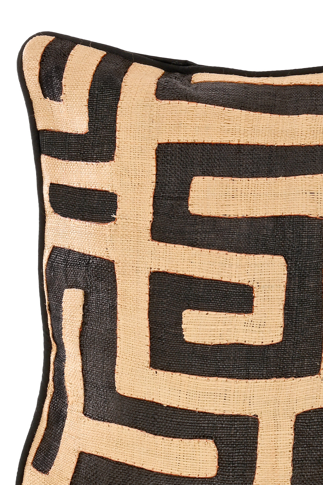 18" One of a Kind Brown & Cream Maze Raffia Pillow
