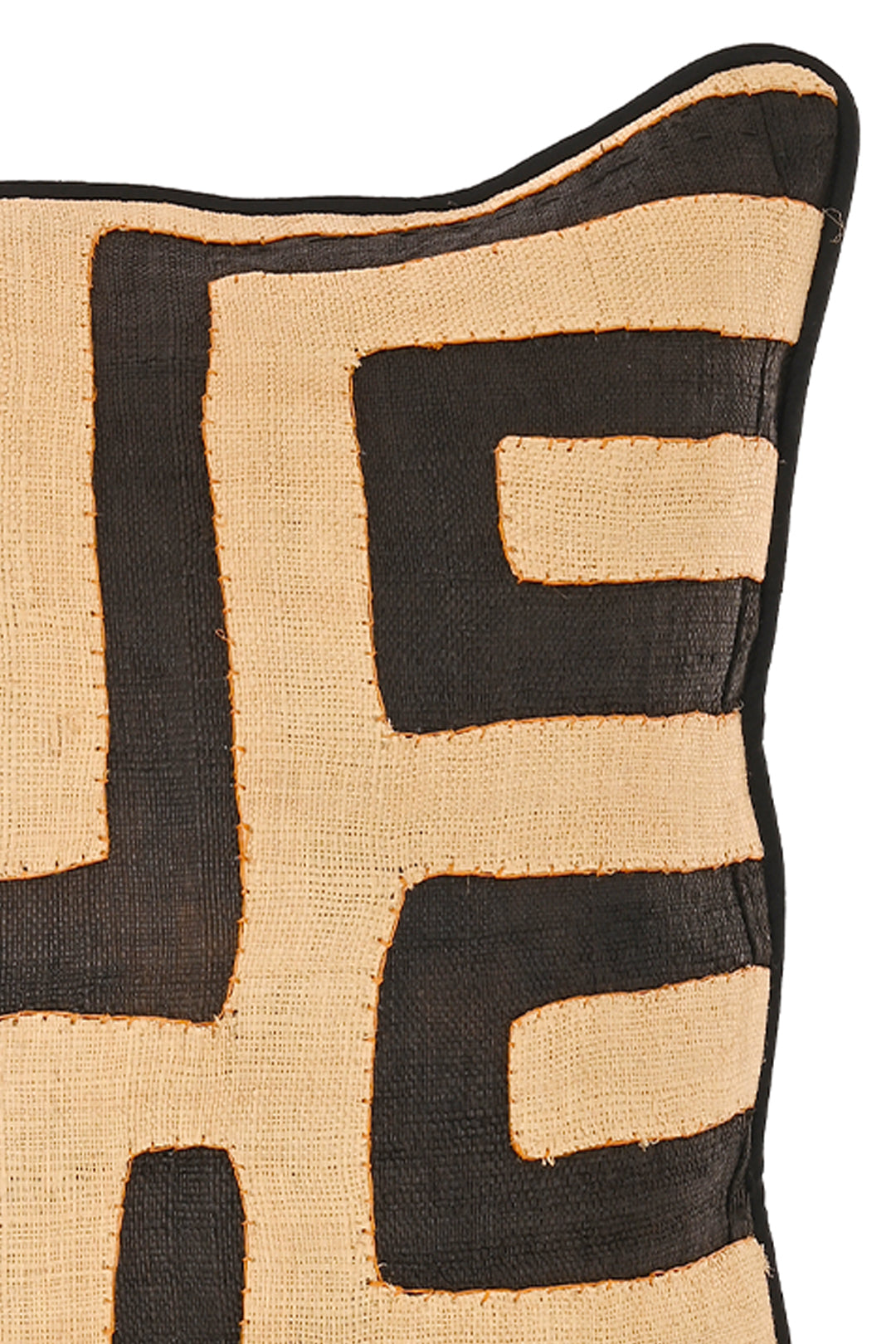 18" One of a Kind Brown & Cream Maze Raffia Pillow
