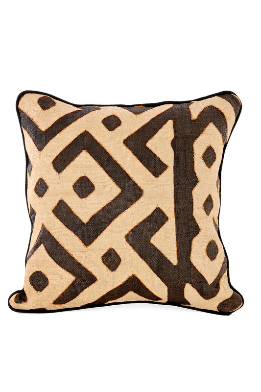 18" One of a Kind Brown & Cream Maze Raffia Pillow
