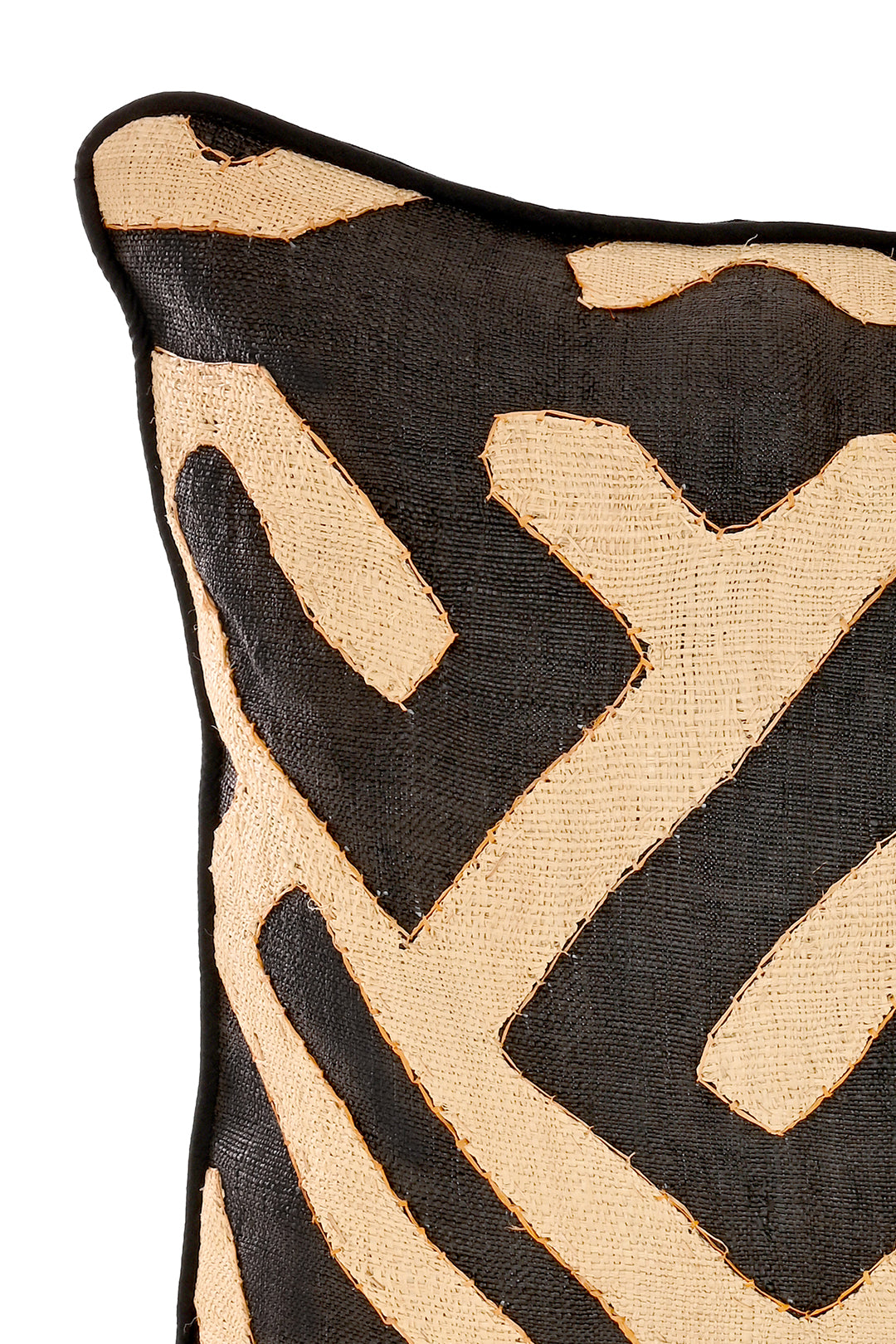 18" One of a Kind Brown & Cream Maze Raffia Pillow