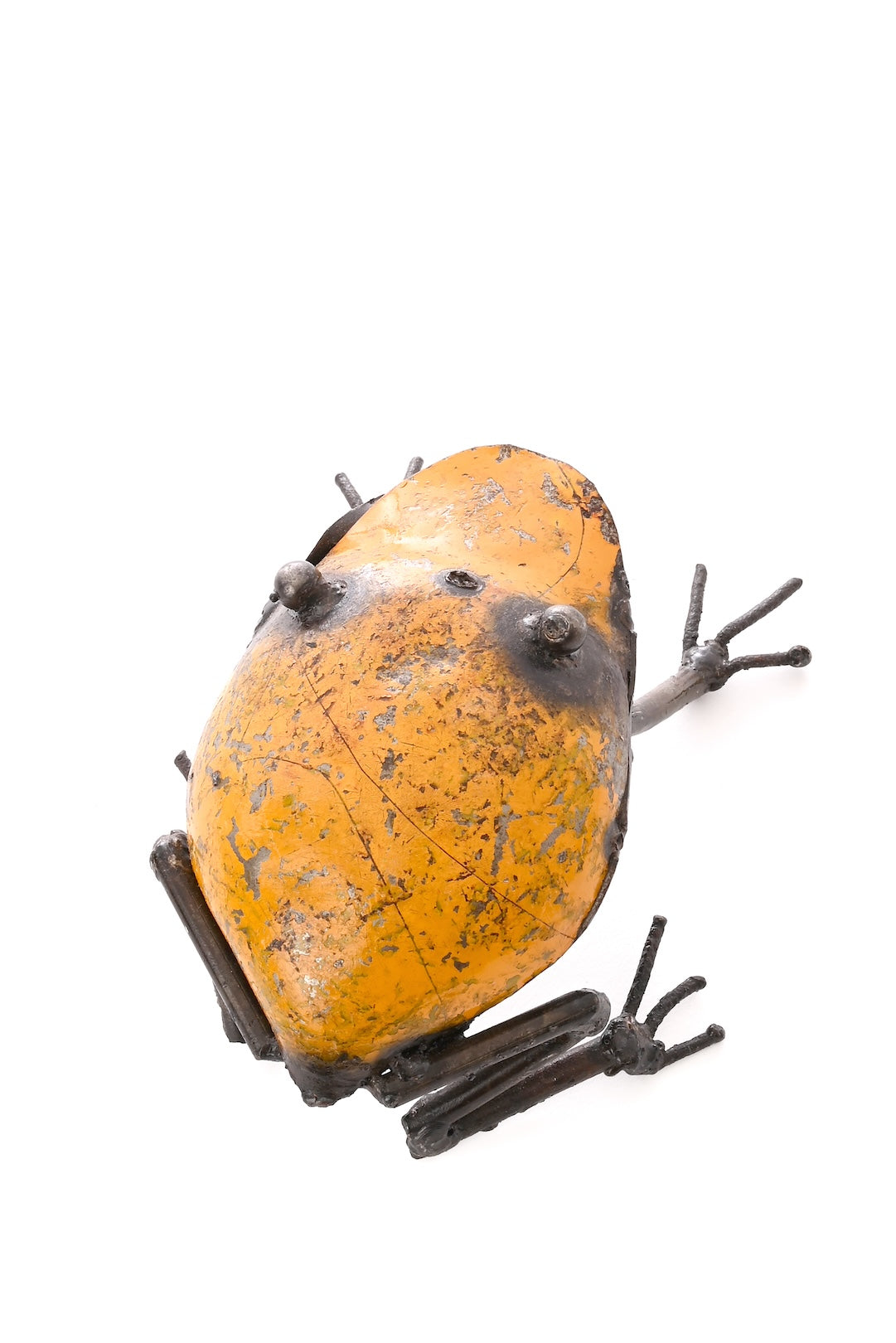 Recycled Oil Drum Frog - Yellow