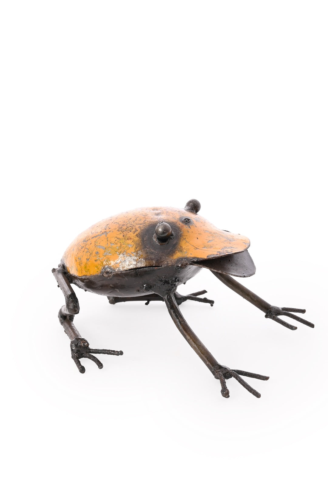 Recycled Oil Drum Frog - Yellow