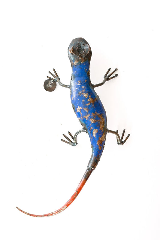 Recycled Oil Drum Salamander Sculpture - Blue