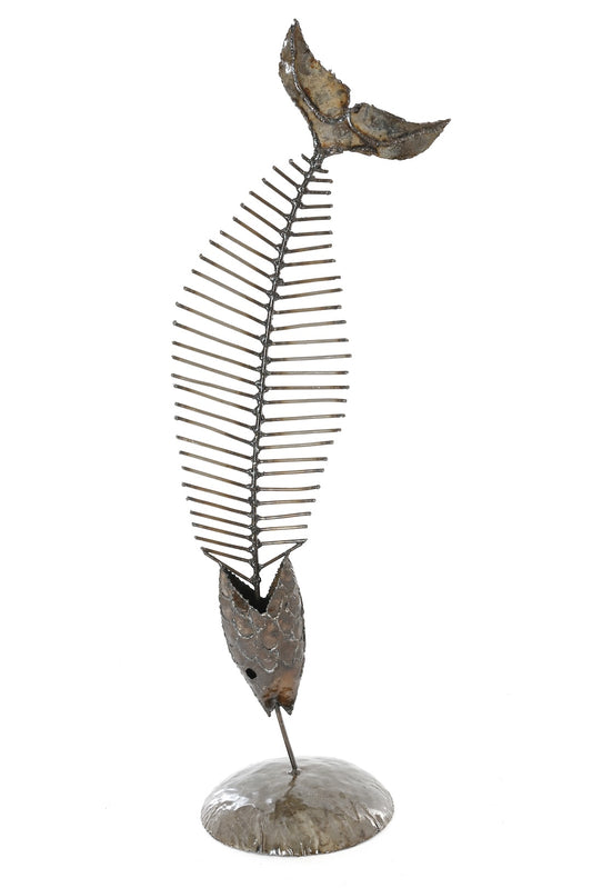 Recycled Metal Fish Bone Sculpture