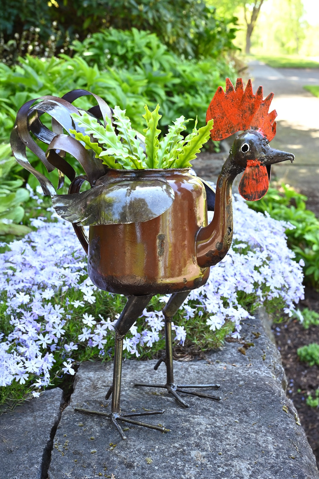 Large Zimbabwean Recycled Teapot Rooster Planter