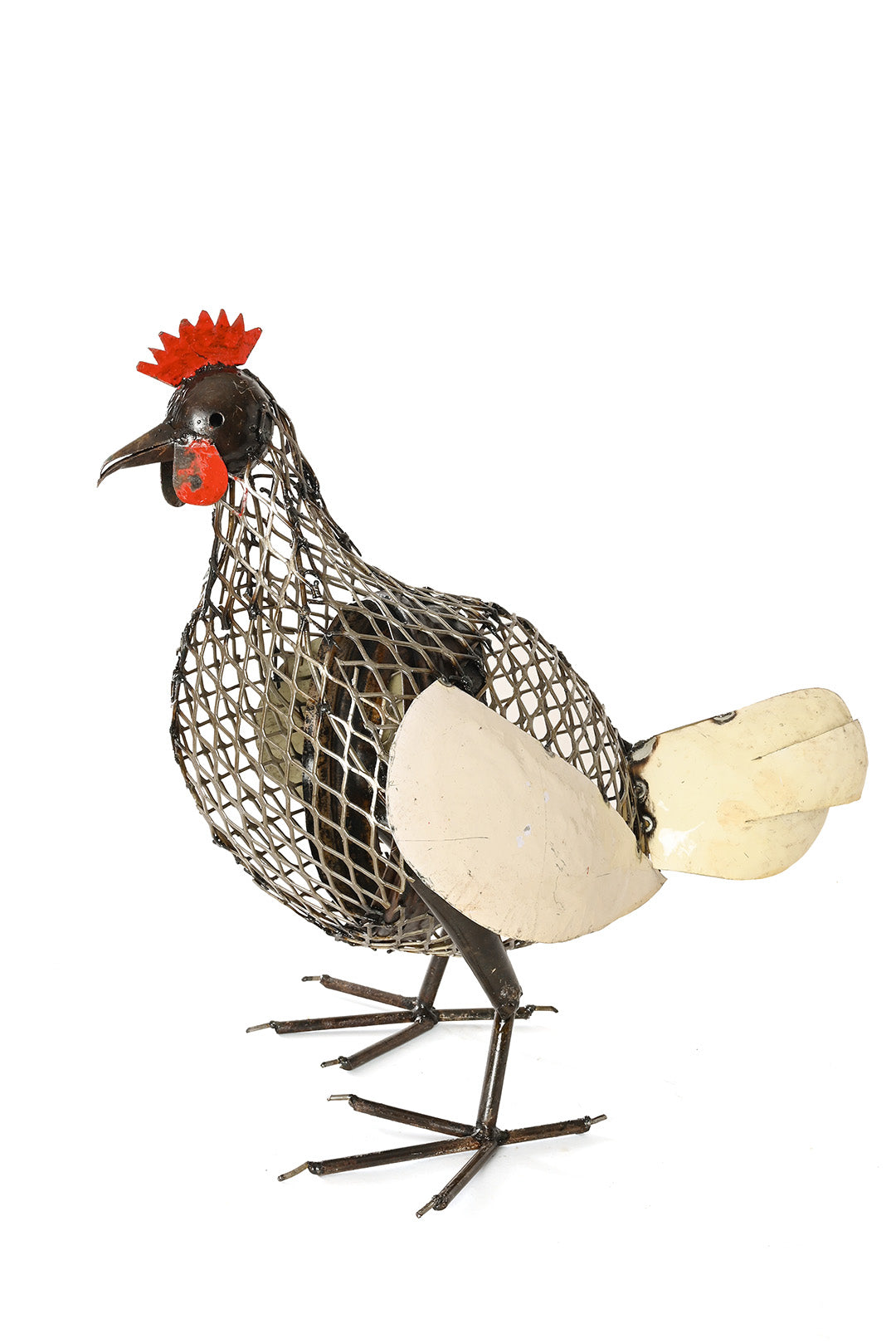Mother Hen Recycled Metal & Mesh Sculpture