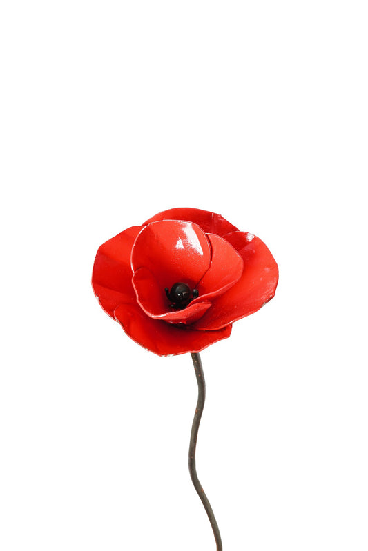 Red Poppy Recycled Metal Garden Stake