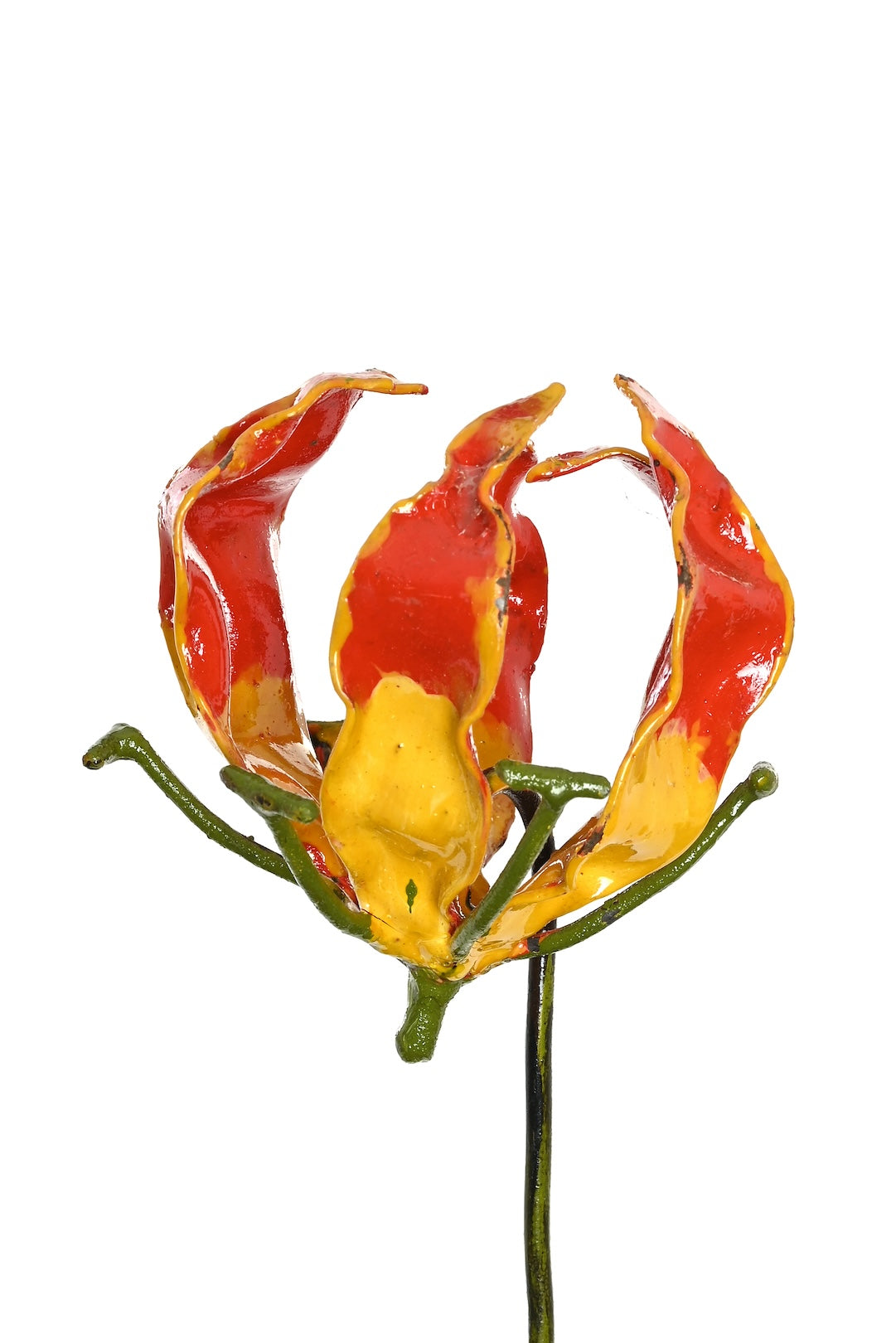 Small Recycled Metal Fire Lily Garden Stake