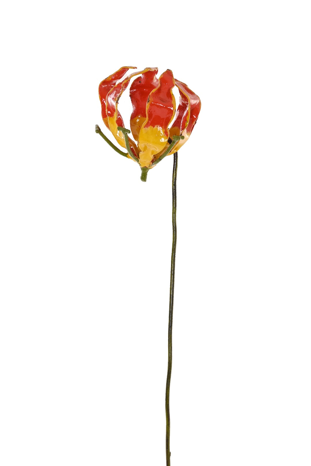Small Recycled Metal Fire Lily Garden Stake