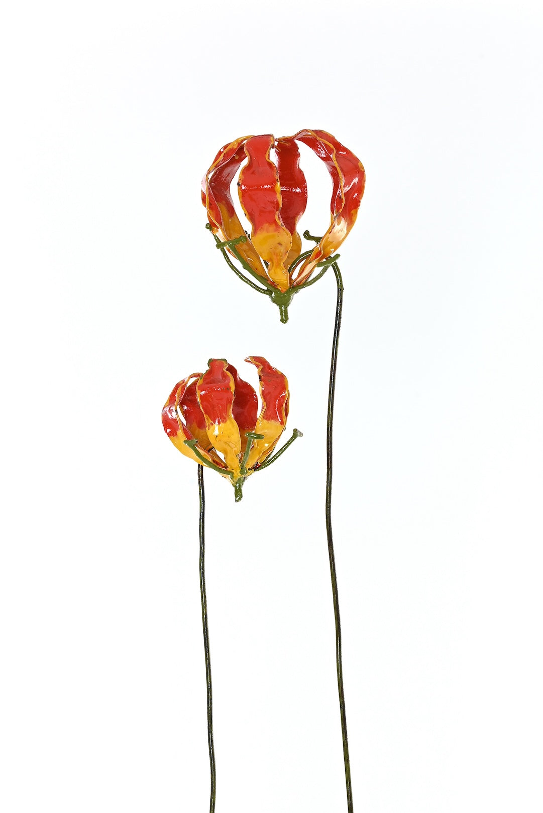 Large Recycled Metal Fire Lily Garden Stake