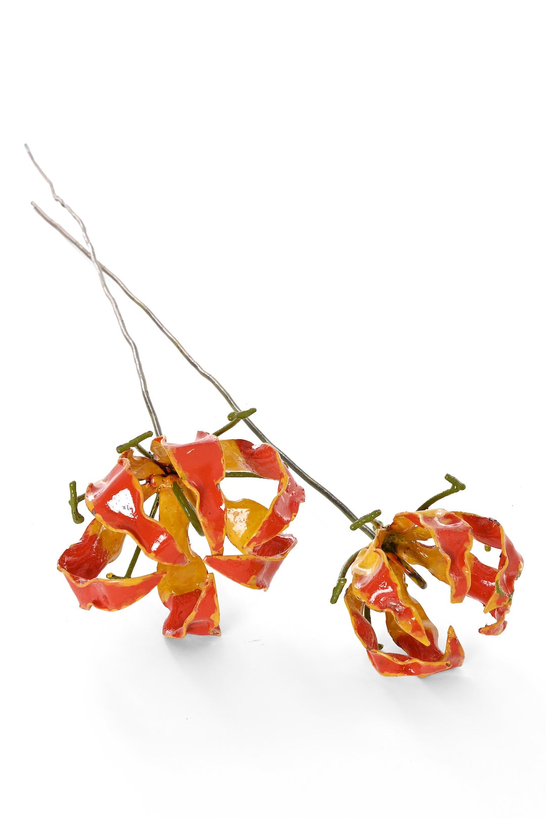 Large Recycled Metal Fire Lily Garden Stake