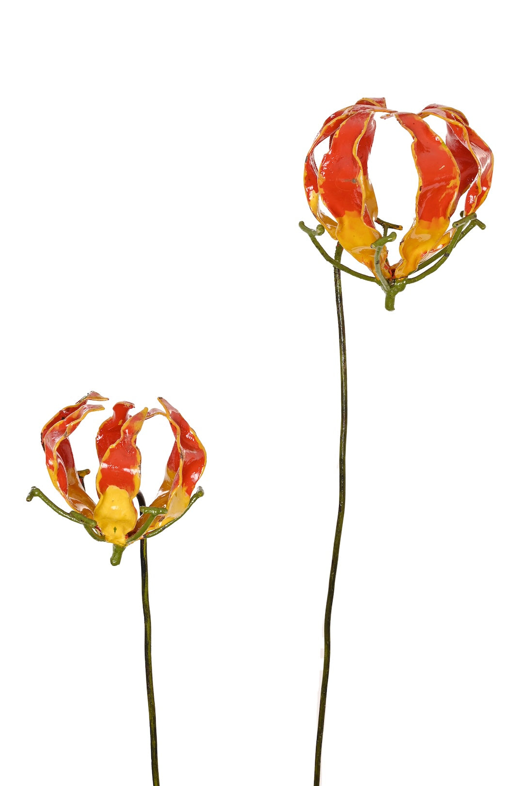 Large Recycled Metal Fire Lily Garden Stake