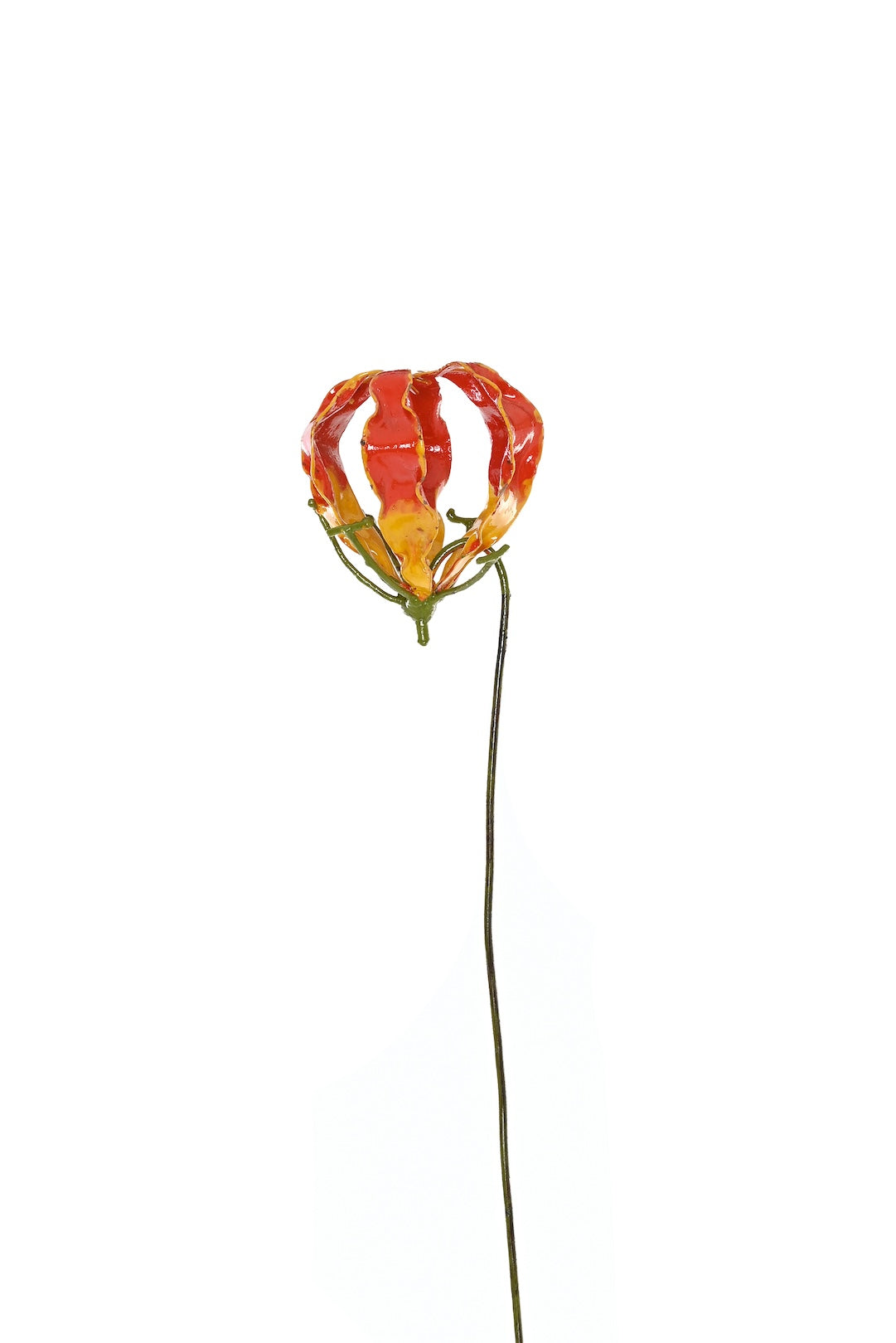 Large Recycled Metal Fire Lily Garden Stake