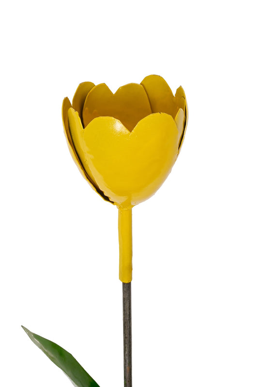 Yellow Metal Tulip Garden Stake