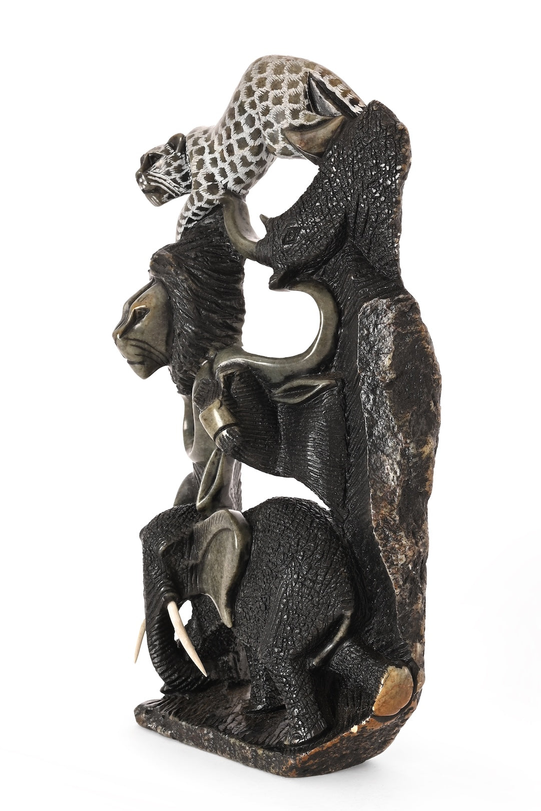 African Big Five Stone Sculpture - One of a Kind