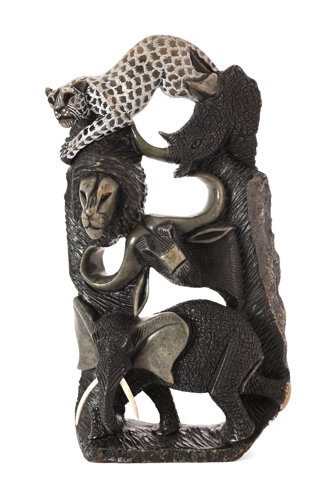 African Big Five Stone Sculpture - One of a Kind