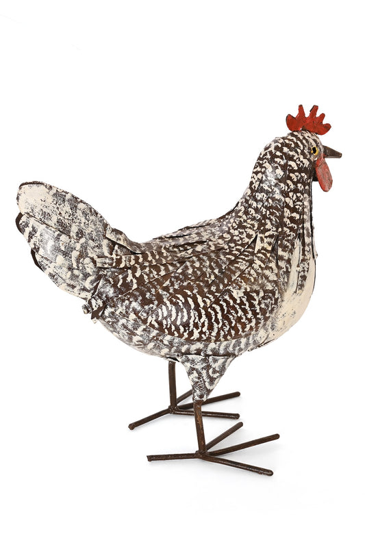 Speckled Hen Recycled Metal Sculpture - One of a Kind