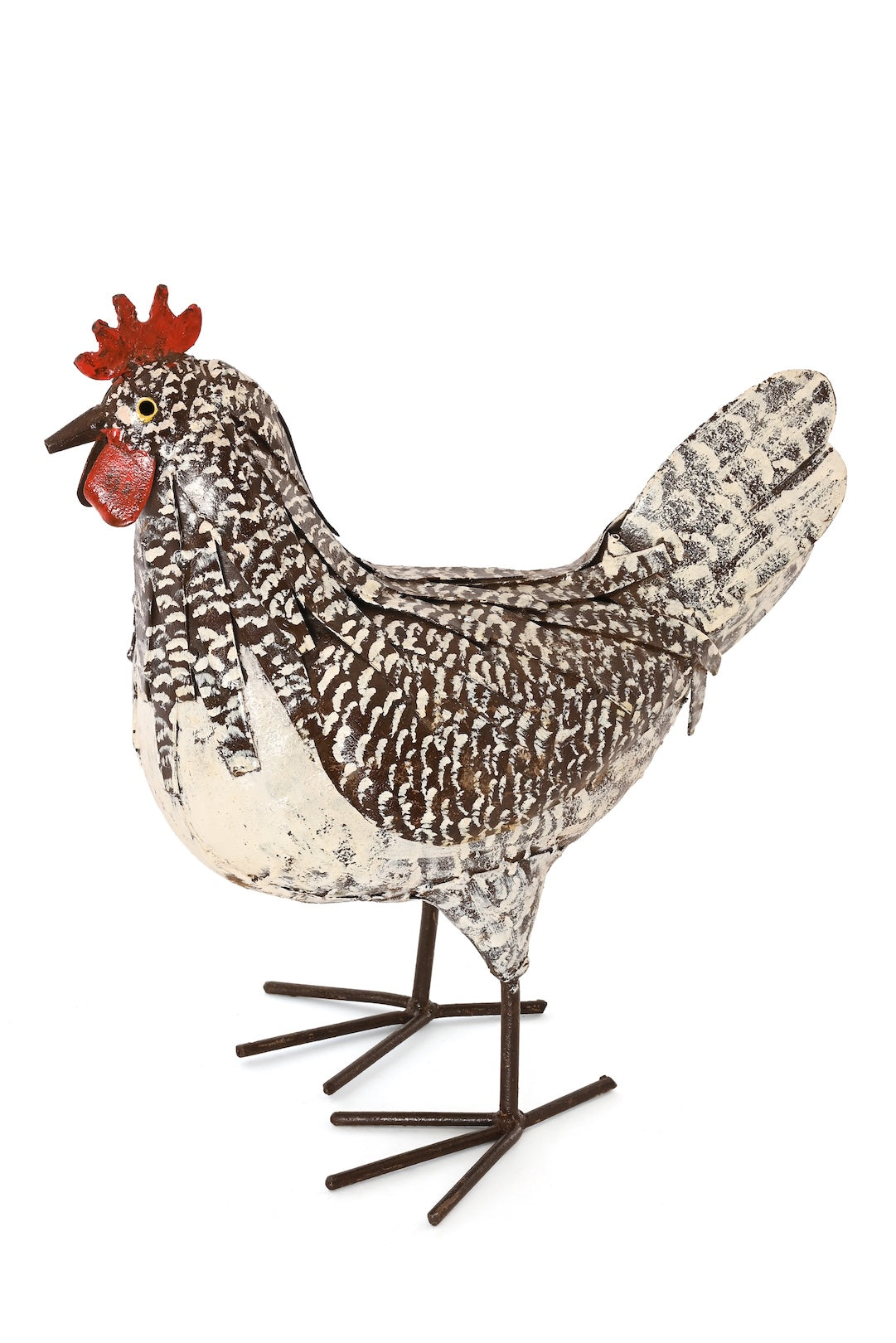 Speckled Hen Recycled Metal Sculpture - One of a Kind