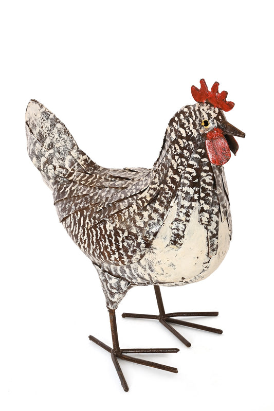 Speckled Hen Recycled Metal Sculpture - One of a Kind