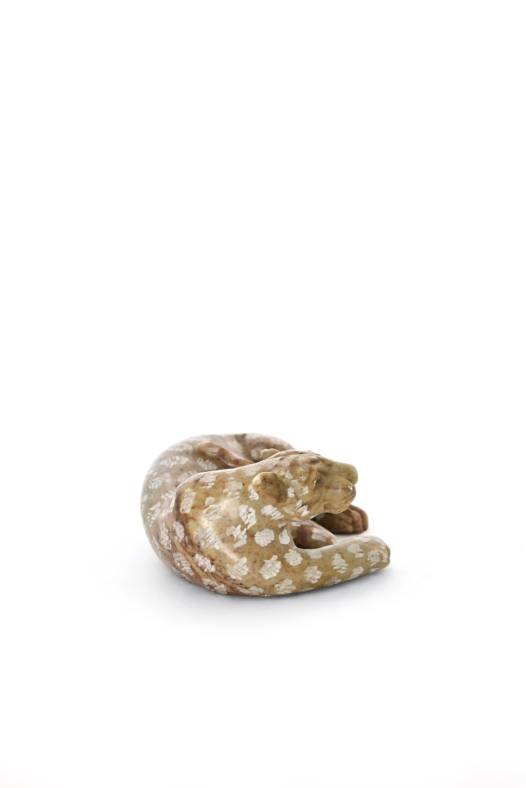 Reclining Stone Leopard Figurine - One of a Kind