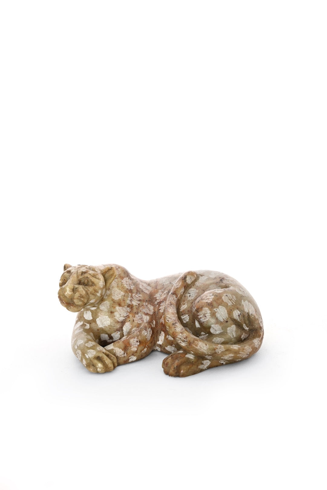 Reclining Stone Leopard Figurine - One of a Kind